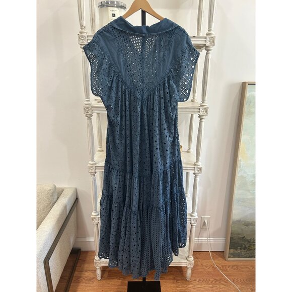 Free People Marieanne Eyelet Maxi Dress in Legion Blue Size Large - Picture 5 of 5